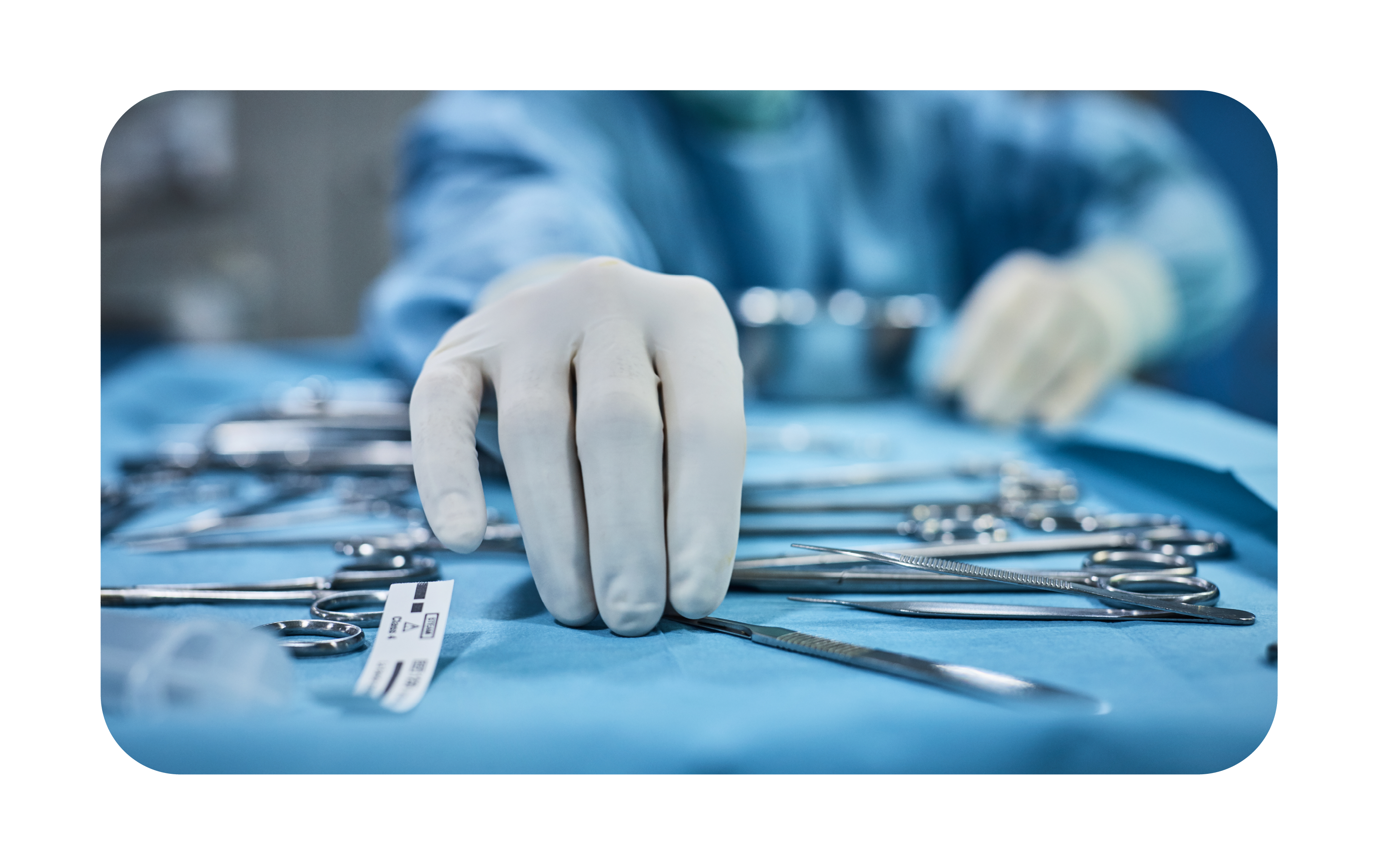 hand reaching for surgical instruments